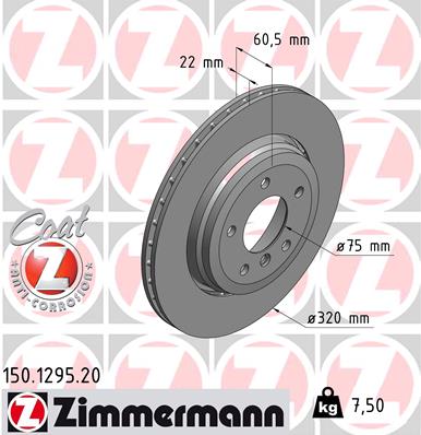 Tarcza hamulcowa ZIMMERMANN 150.1295.20