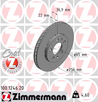 Tarcza hamulcowa ZIMMERMANN 100.1246.20
