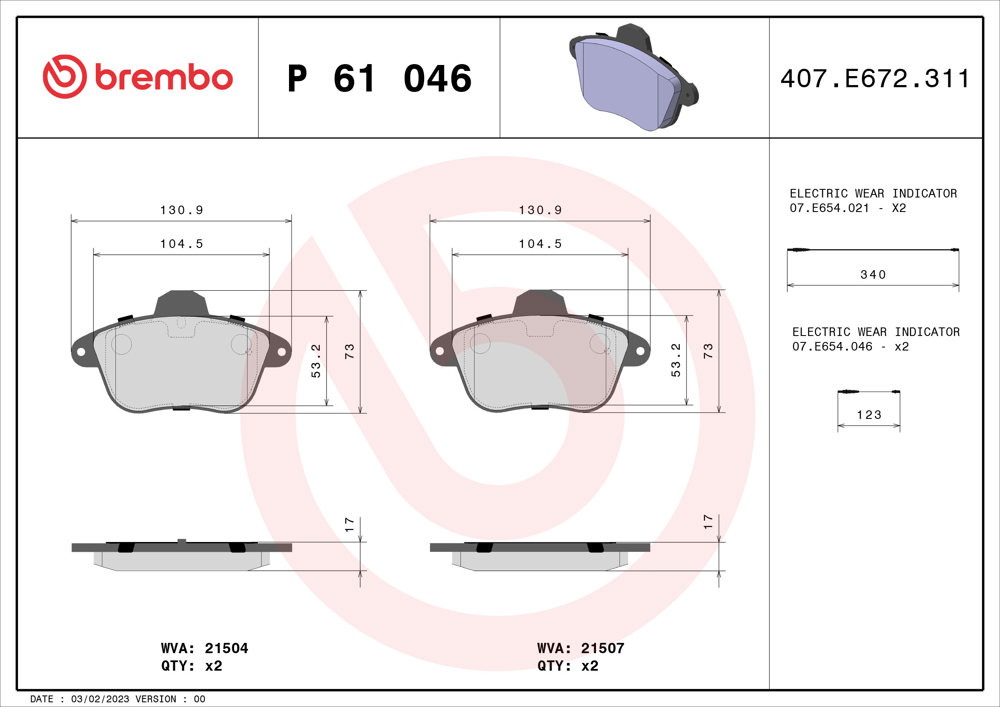 Klocki hamulcowe BREMBO P 61 046