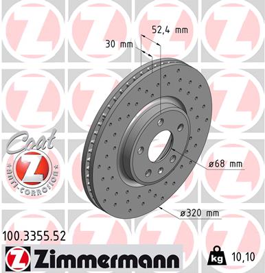 Tarcza hamulcowa ZIMMERMANN 100.3355.52