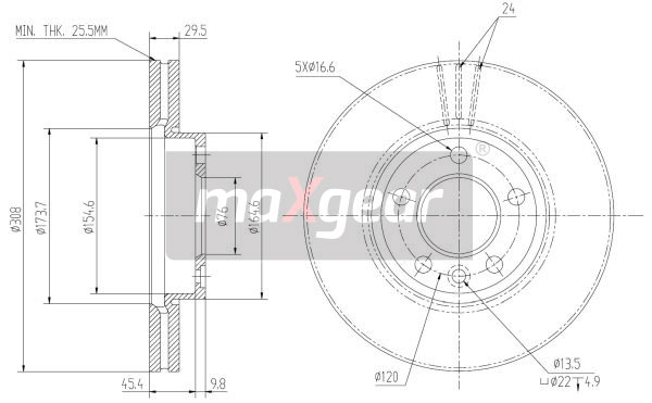 Tarcza hamulcowa MAXGEAR 19-1050