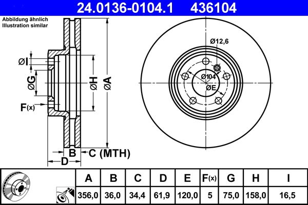 Tarcza hamulcowa ATE 24.0136-0104.1