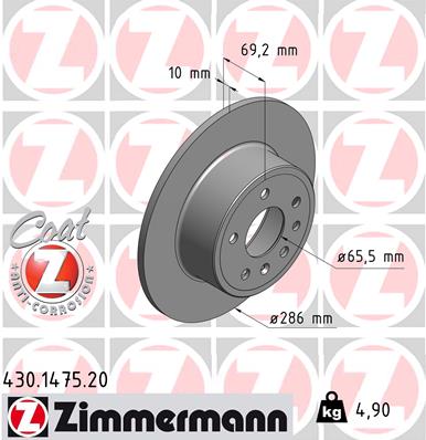 Tarcza hamulcowa ZIMMERMANN 430.1475.20