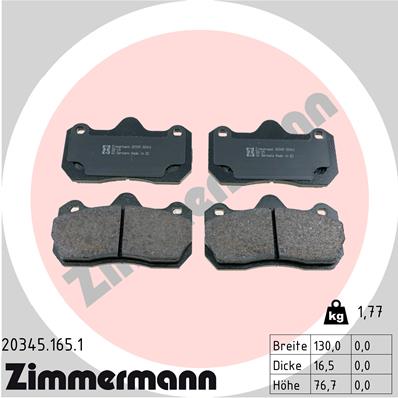 Klocki hamulcowe ZIMMERMANN 20345.165.1