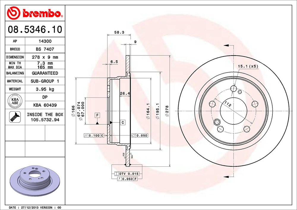 Tarcza hamulcowa BREMBO 08.5346.10