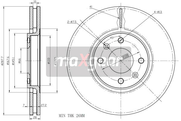 Tarcza hamulcowa MAXGEAR 19-1067