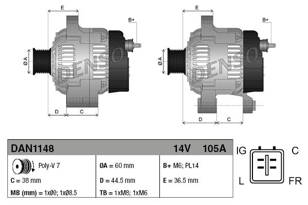Alternator DENSO DAN1148