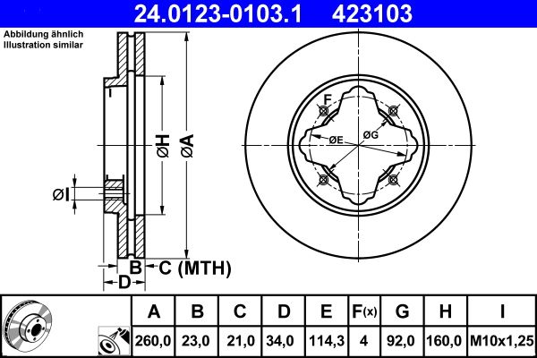 Tarcza hamulcowa ATE 24.0123-0103.1