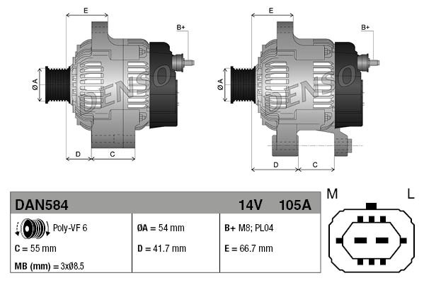 Alternator DENSO DAN584