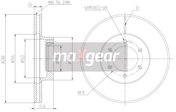 Tarcza hamulcowa MAXGEAR 19-1005