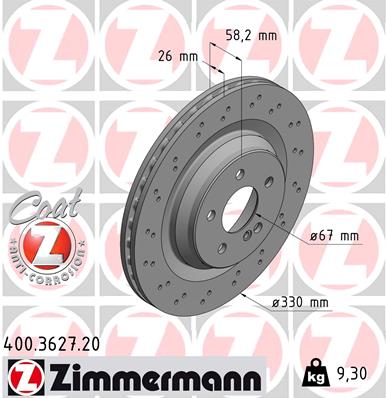 Tarcza hamulcowa ZIMMERMANN 400.3627.20