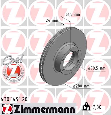 Tarcza hamulcowa ZIMMERMANN 430.1491.20