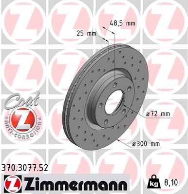 Tarcza hamulcowa ZIMMERMANN 370.3077.52