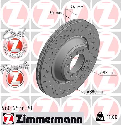 Tarcza hamulcowa ZIMMERMANN 460.4536.70