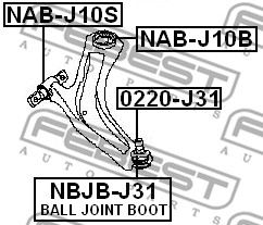 Tuleja wahacza FEBEST NAB-J10S