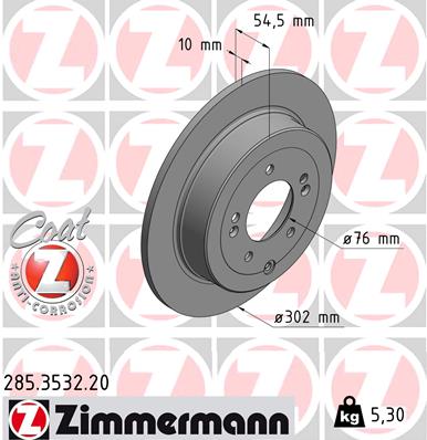 Tarcza hamulcowa ZIMMERMANN 285.3532.20