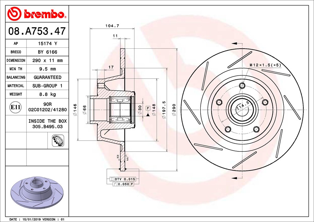 Tarcza hamulcowa BREMBO 08.A753.47
