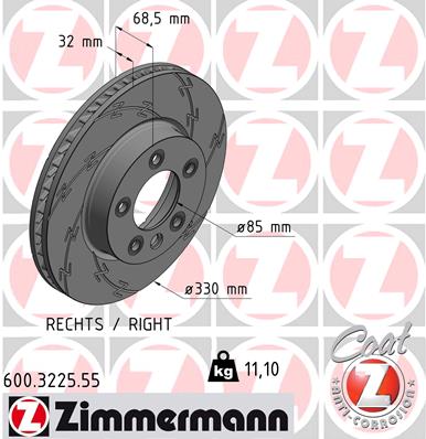 Tarcza hamulcowa ZIMMERMANN 600.3225.55