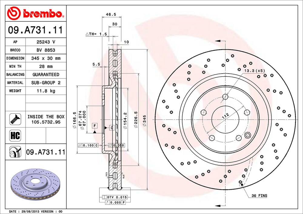 Tarcza hamulcowa BREMBO 09.A731.11