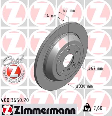 Tarcza hamulcowa ZIMMERMANN 400.3650.20