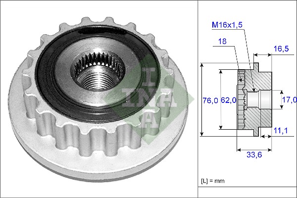 Sprzęgło alternatora INA 535 0118 10