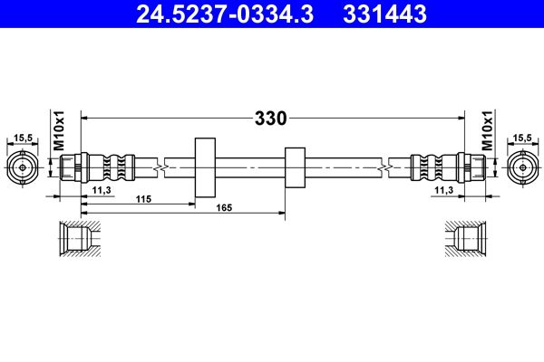 Przewód hamulcowy elastyczny ATE 24.5237-0334.3