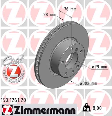 Tarcza hamulcowa ZIMMERMANN 150.1261.20