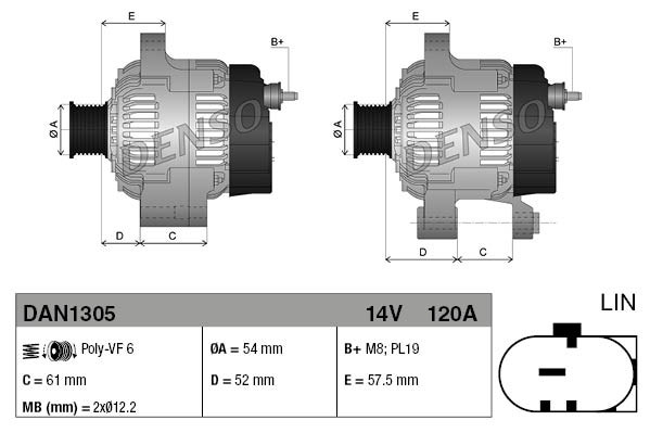 Alternator DENSO DAN1305