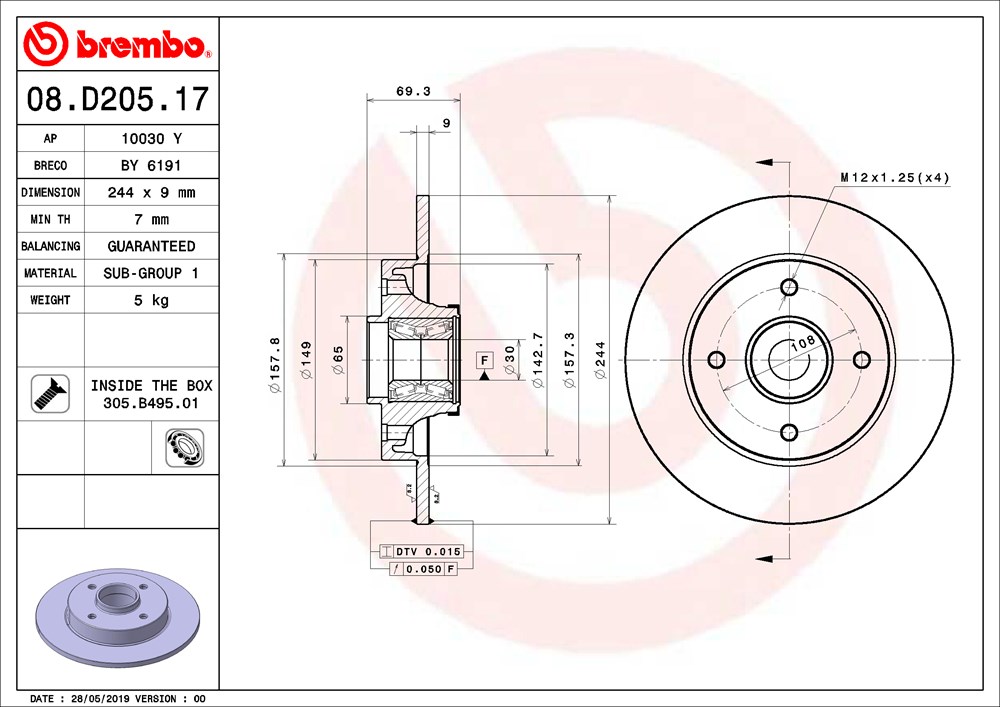 Tarcza hamulcowa BREMBO 08.D205.17