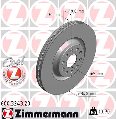 Tarcza hamulcowa ZIMMERMANN 600.3243.20