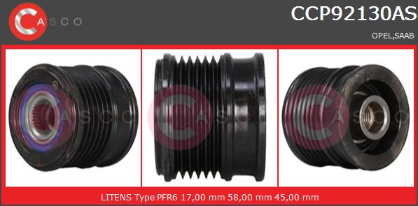 Koło pasowe alternatora CASCO CCP92130AS