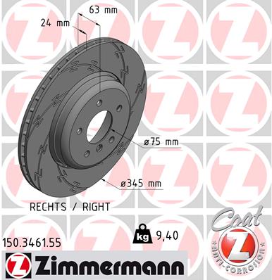 Tarcza hamulcowa ZIMMERMANN 150.3461.55