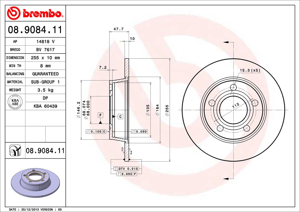 Tarcza hamulcowa BREMBO 08.9084.11