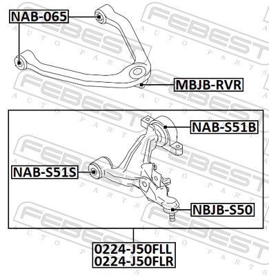 Wahacz, zawieszenie koła FEBEST 0224-J50FLL