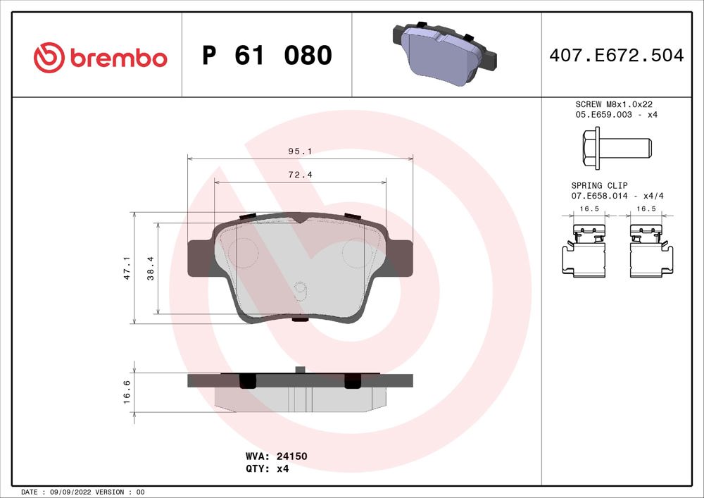 Klocki hamulcowe BREMBO P 61 080