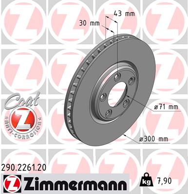 Tarcza hamulcowa ZIMMERMANN 290.2261.20