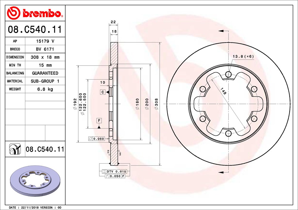 Tarcza hamulcowa BREMBO 08.C540.11