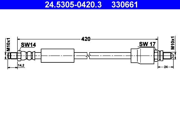 Przewód hamulcowy elastyczny ATE 24.5305-0420.3