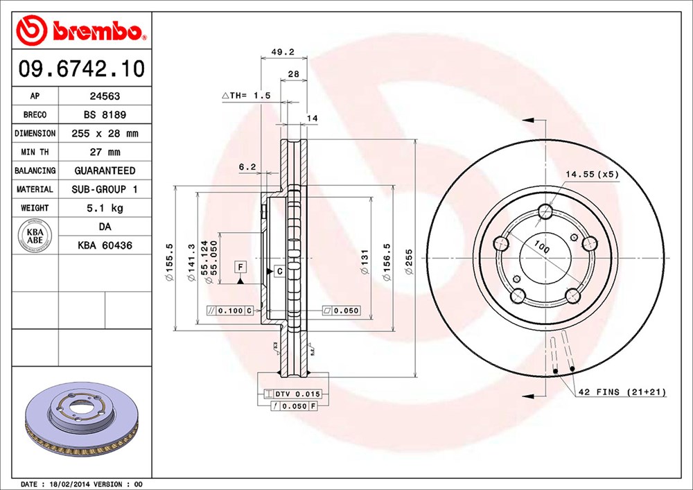 Tarcza hamulcowa BREMBO 09.6742.10