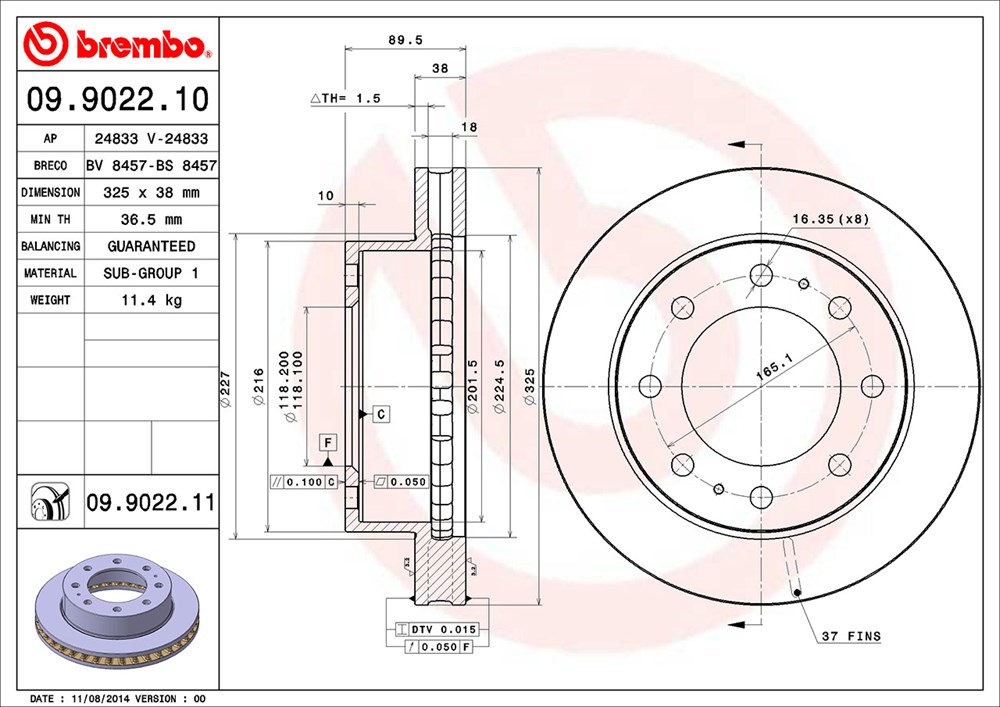 Tarcza hamulcowa BREMBO 09.9022.11