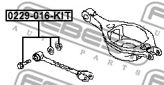 śruba do regulacji pochylenia koła FEBEST 0229-016-KIT