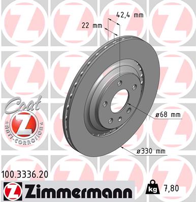 Tarcza hamulcowa ZIMMERMANN 100.3336.20