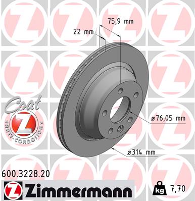 Tarcza hamulcowa ZIMMERMANN 600.3228.20