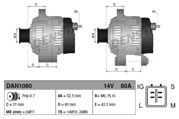 Alternator DENSO DAN1080