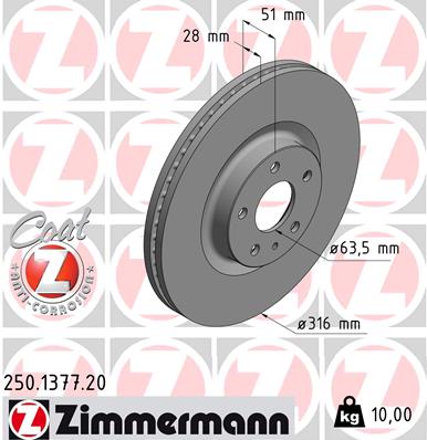 Tarcza hamulcowa ZIMMERMANN 250.1377.20