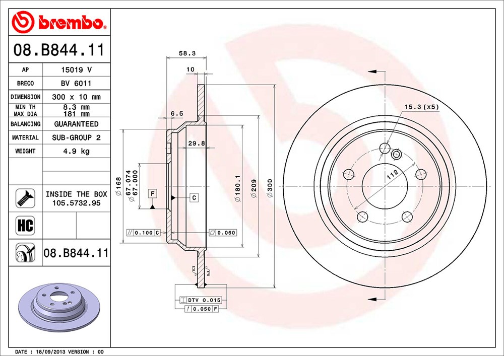 Tarcza hamulcowa BREMBO 08.B844.11