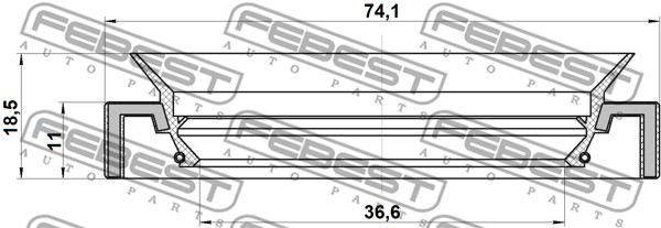 Pierścień uszczelniający półosi FEBEST 95HAY-38741118C