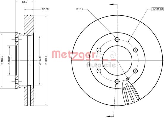 Tarcza hamulcowa METZGER 6110859