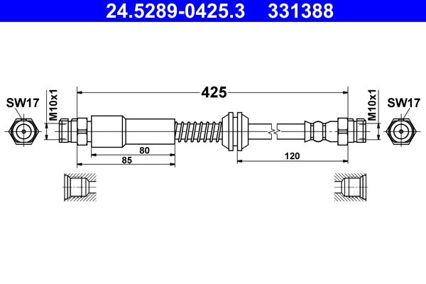 Przewód hamulcowy elastyczny ATE 24.5289-0425.3