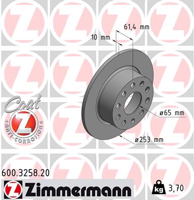 Tarcza hamulcowa ZIMMERMANN 600.3258.20